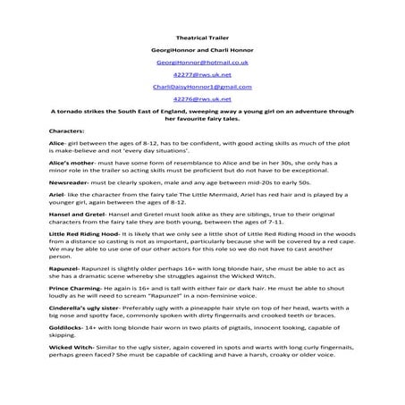 Written treatment- theatrical trailer