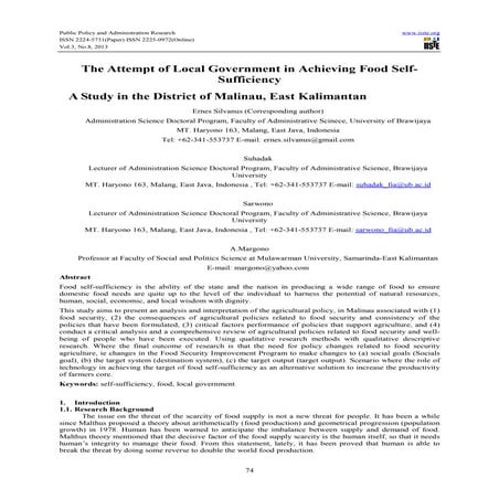 The attempt of local government in achieving food self sufficiency