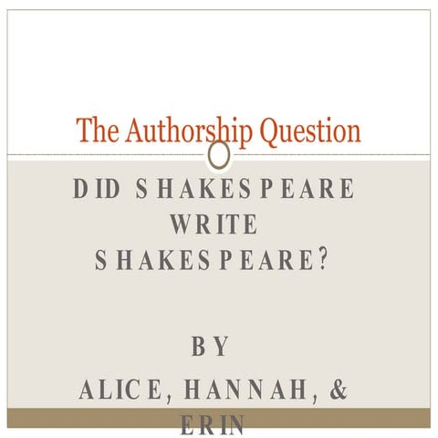 The Authorship Question
