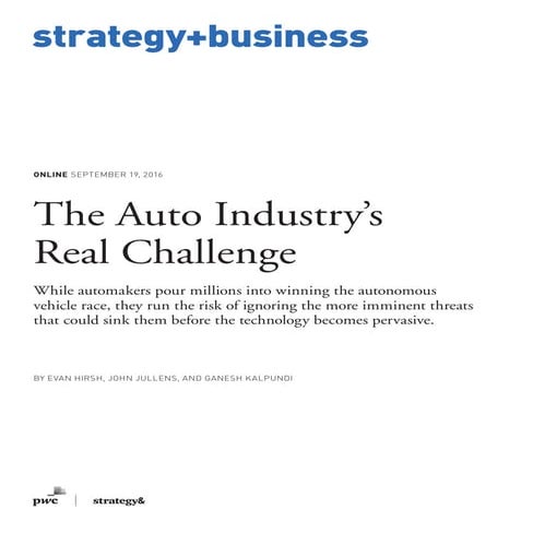 The auto industry's real challenge