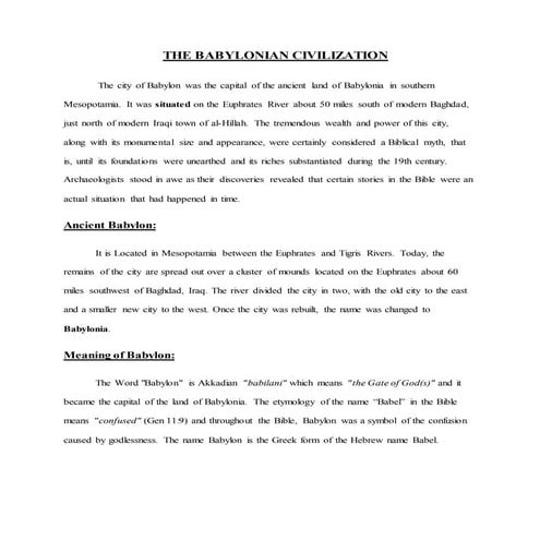 The babylonian civilization new