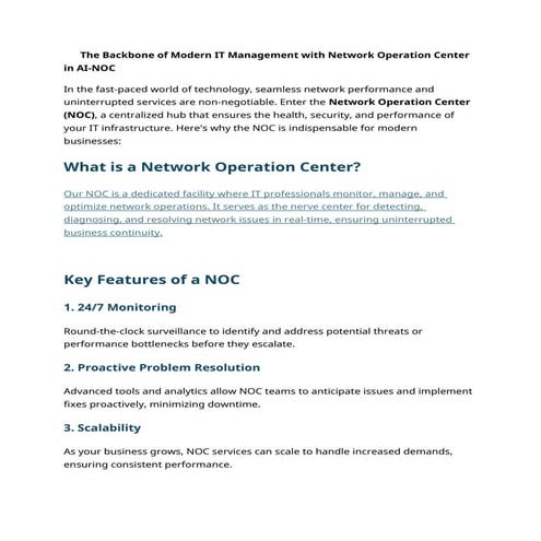 Network Operations Center (NOC) | PPTX