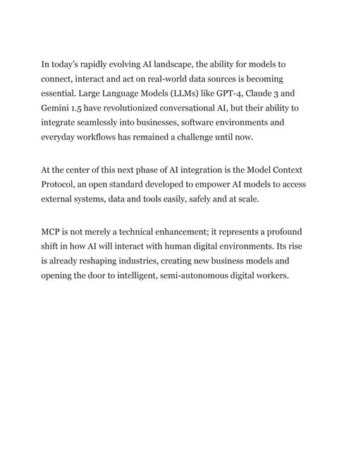 The Backbone of the Future Digital Workforce Might be Model Context Protocol ...
