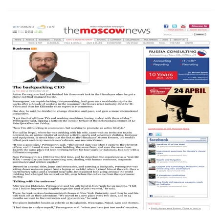 The backpacking ceo the moscow news