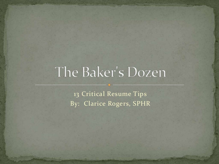 The Bakers Dozen