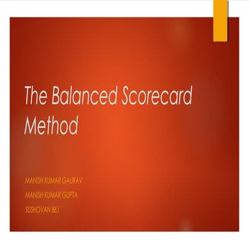 The balanced scorecard method - strategy