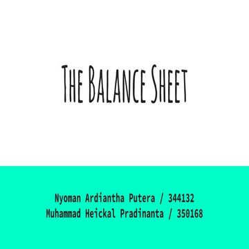 The balance sheet (accounting theory chapter 11)