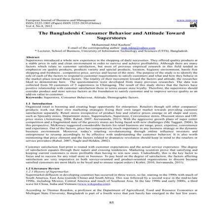The bangladeshi consumer behavior and attitude toward superstores