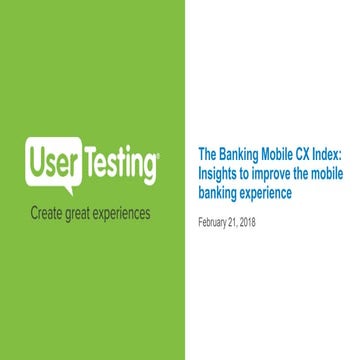 The Banking Mobile CX Index: Insights to improve the mobile banking experience