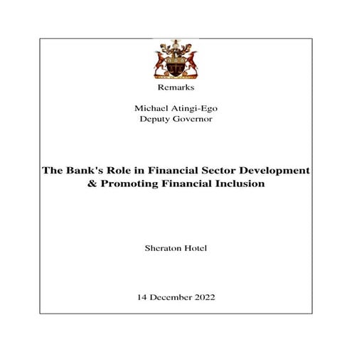 The Bank of Uganda's role in financial sector development and promoting financial inclusion – Deputy Governor