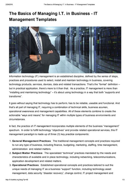 The basics of managing i.t