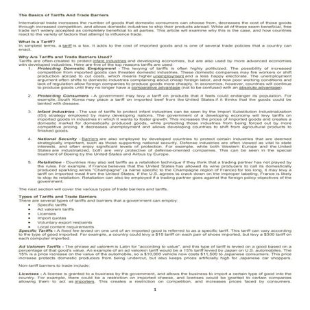 The basics of tariffs and trade barriers