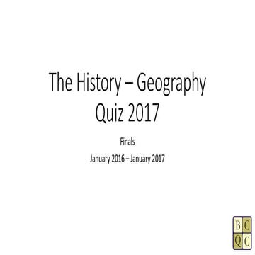 The BCQC History – Geography Quiz 2017 Finals