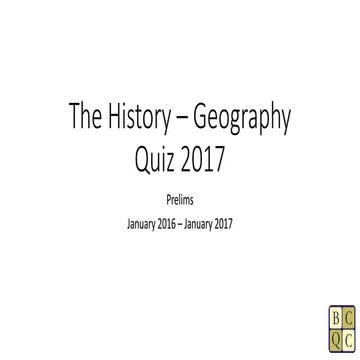 The BCQC History – Geography Quiz 2017 Prelims