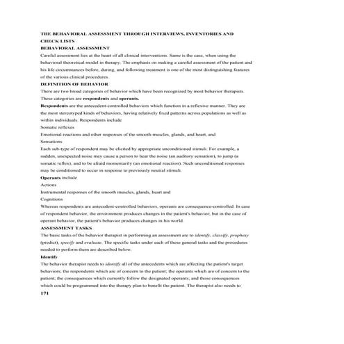 The behavioral assessment through interviews