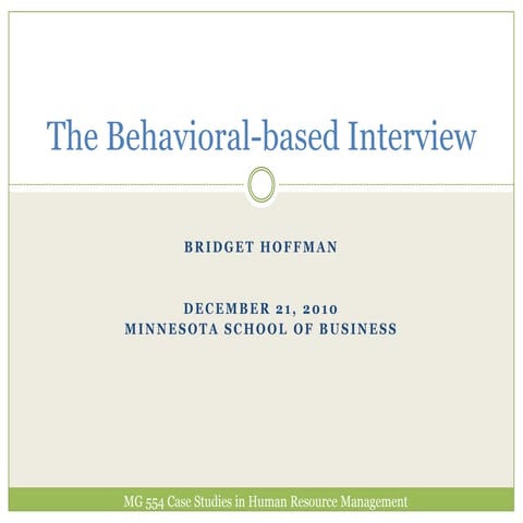 The Behavioral Based Interview | PPTX | Resume Writing and Advice | Job ...