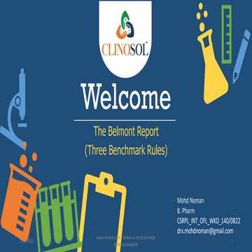The Belmont Report (Three Benchmark Rules)