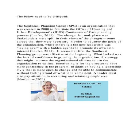 The below need to be critiquedThe Southeast Planning Group (S.docx