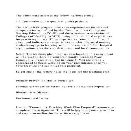The benchmark assesses the following competency4.2 Communicate .docx