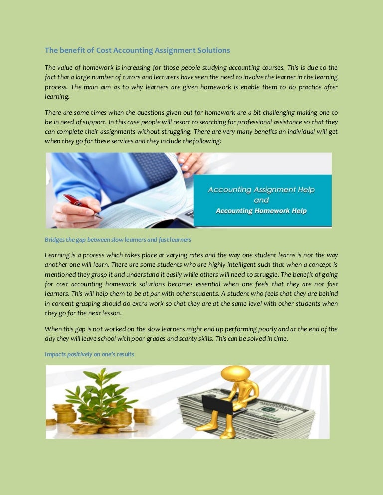 Cost accounting homework help