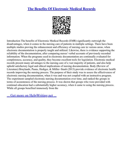 The Benefits Of Electronic Medical Records