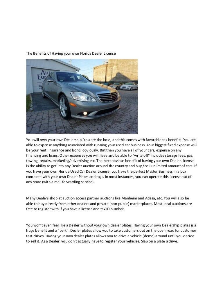 The benefits of having your own florida dealer license