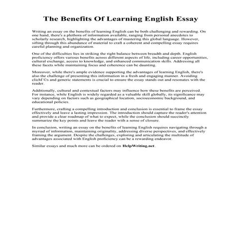 The Benefits Of Learning English Essay.pdf