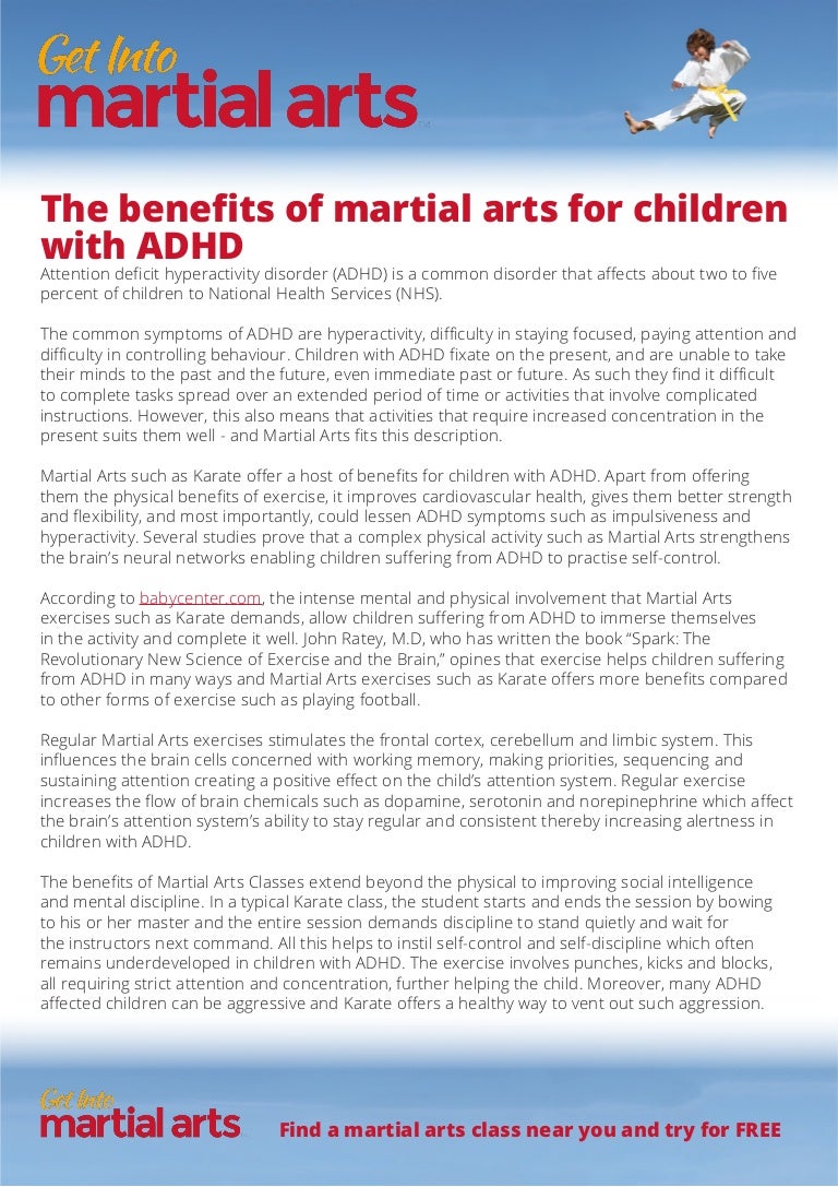 The benefits of martial arts for children with adhd