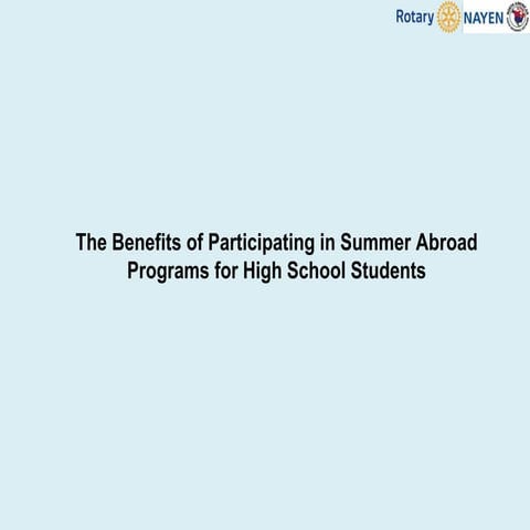 The Benefits of Participating in Summer Abroad Programs for High School Stude...
