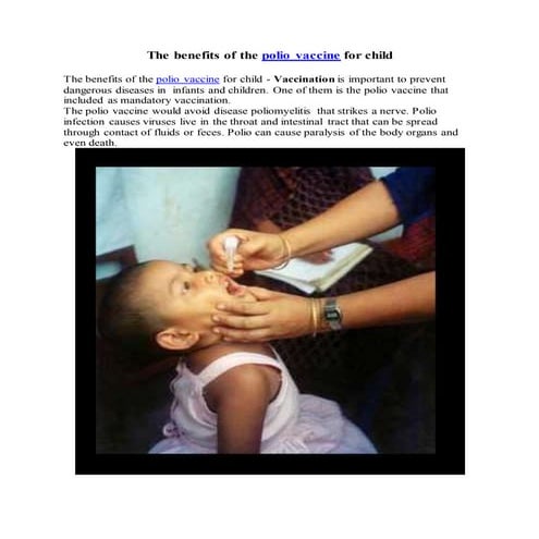 The benefits of the polio vaccine for child
