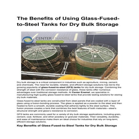 Glass-Fused-to-Steel Storage Tanks for Fire Protection by Center Enamel ...