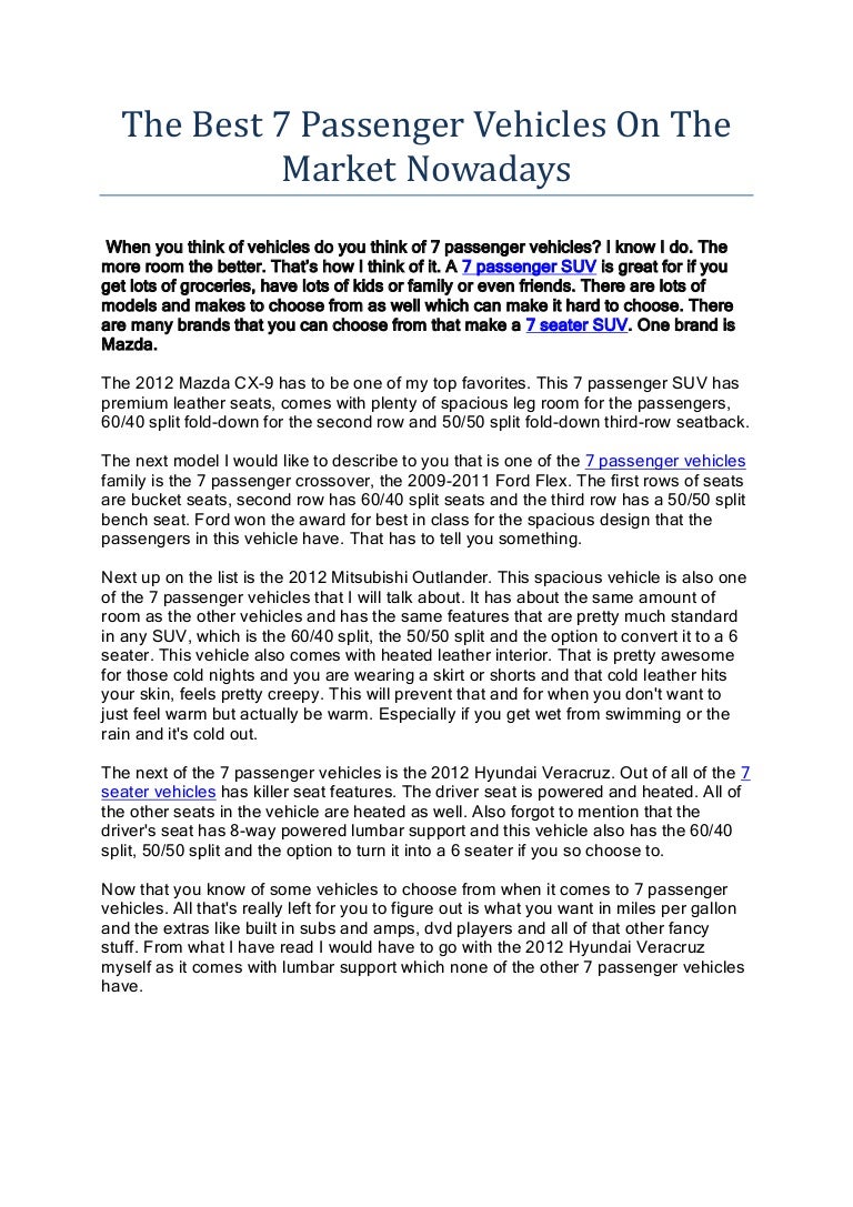 best 7 seater suv on The Best 7 Passenger Vehicles On The Market Nowadays