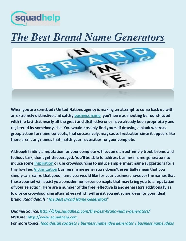 The Best Brand Name Generators
