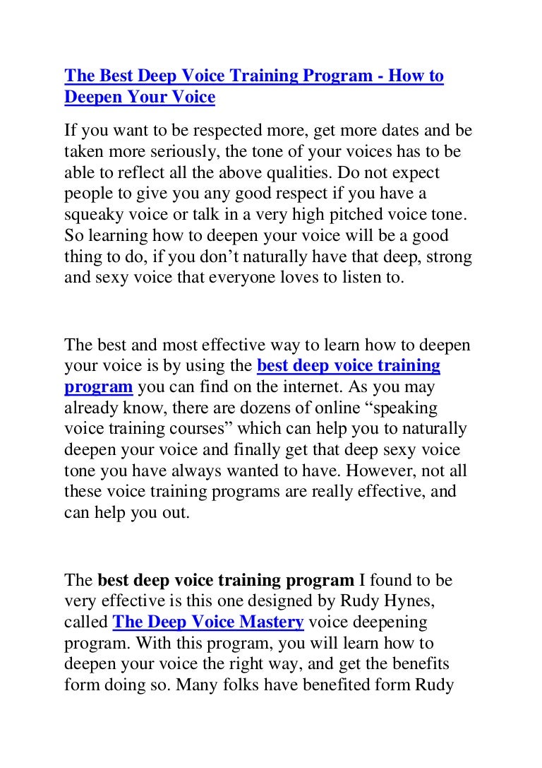 The best deep voice training program how to deepen your voice