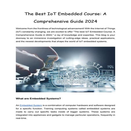 The Best IoT Embedded Course: A Comprehensive Guide 2024