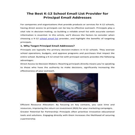 The Best K-12 School Email List Provider for Principal Email Addresses.pdf