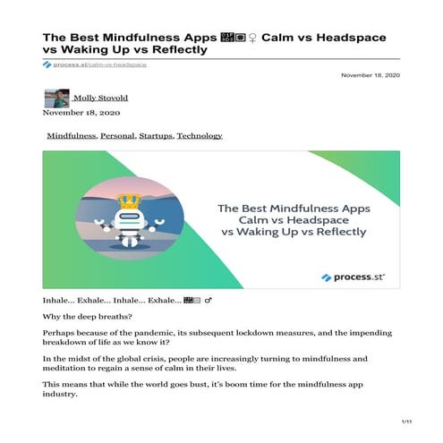 The Best Mindfulness Apps: Calm vs Headspace vs Waking Up vs Reflectly