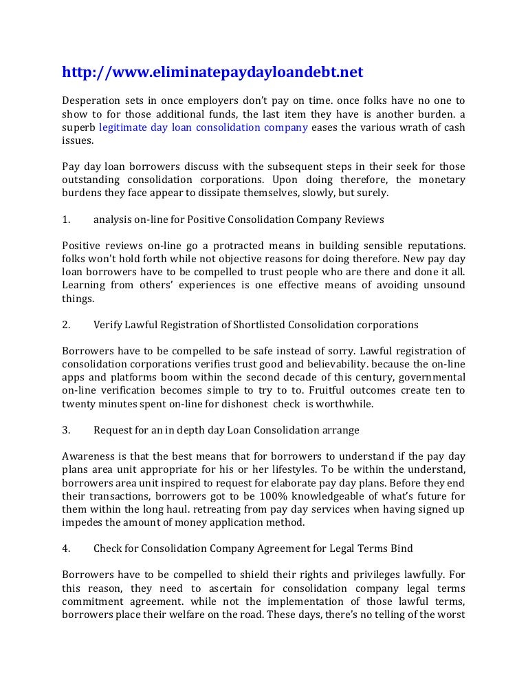 The best payday loan consolidation company