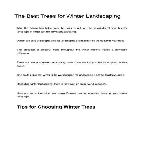 5 Handy Tree Care Tips That You Can Use For Winter | PDF
