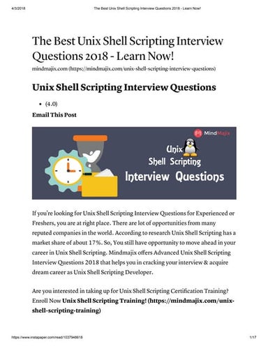 The best unix shell scripting interview questions 2018   learn now!
