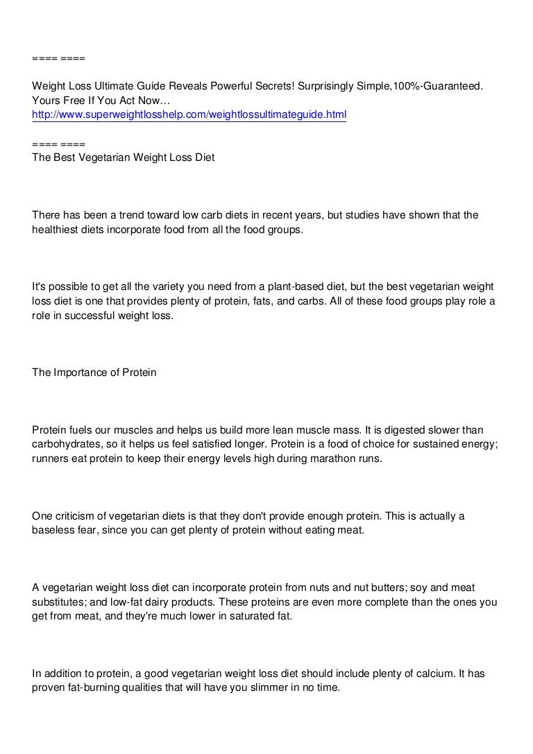 The Best Vegetarian Weight Loss Diet