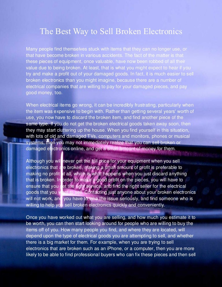 The Best Way to Sell Broken Electronics