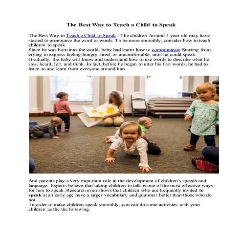 The best way to teach a child to speak