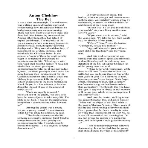 The bet anton chekhov complete text