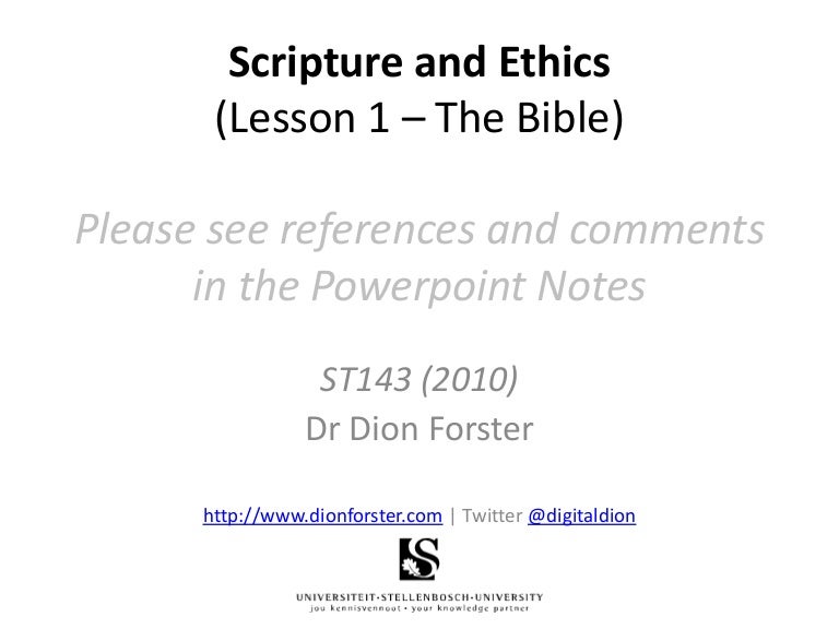 The bible and ethics st143