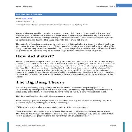 The big bang theory; The problem