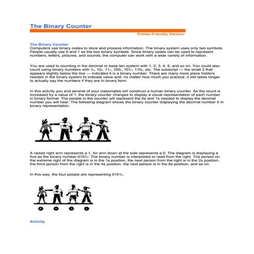 The binary counter | DOC | Computing | Technology & Computing