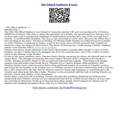The Black Balloon Essay