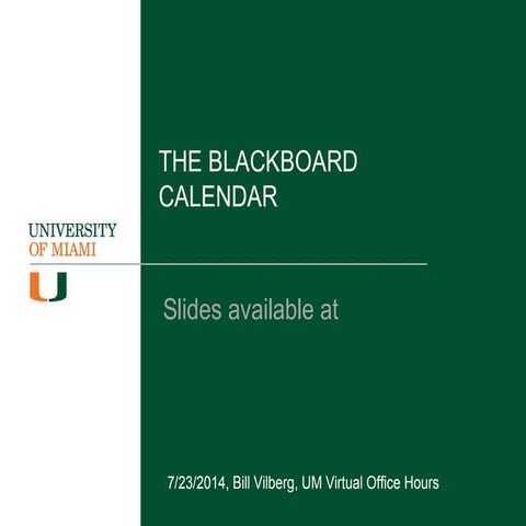 The Blackboard Learn Calendar