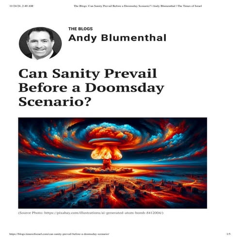 The Blogs_ Can Sanity Prevail Before a Doomsday Scenario_ _ Andy Blumenthal _...